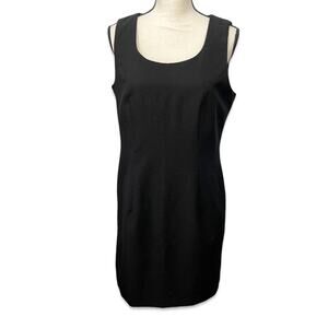 K.C. Spencer Black Sheath Dress Womens Sz 10 Sleeveless Zip Back Scoop Neck